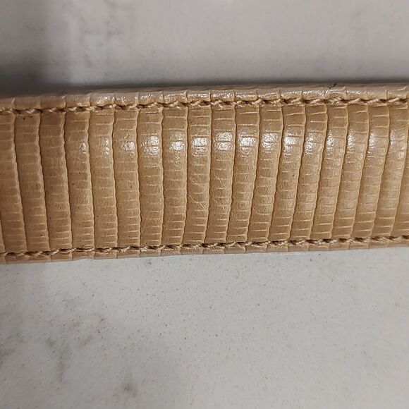 Brighton Tan Reptile Leather Belt Silver Buckle and Tip - Picture 6 of 9